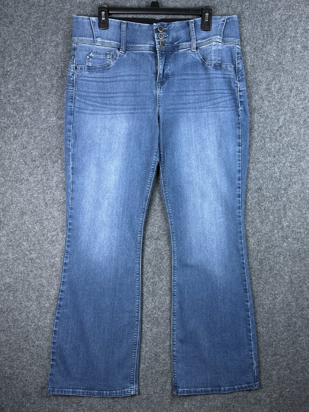 Laurie Felt Silky Curve Bootcut Jeans Large Blue Stretch Elastic Waist A346629